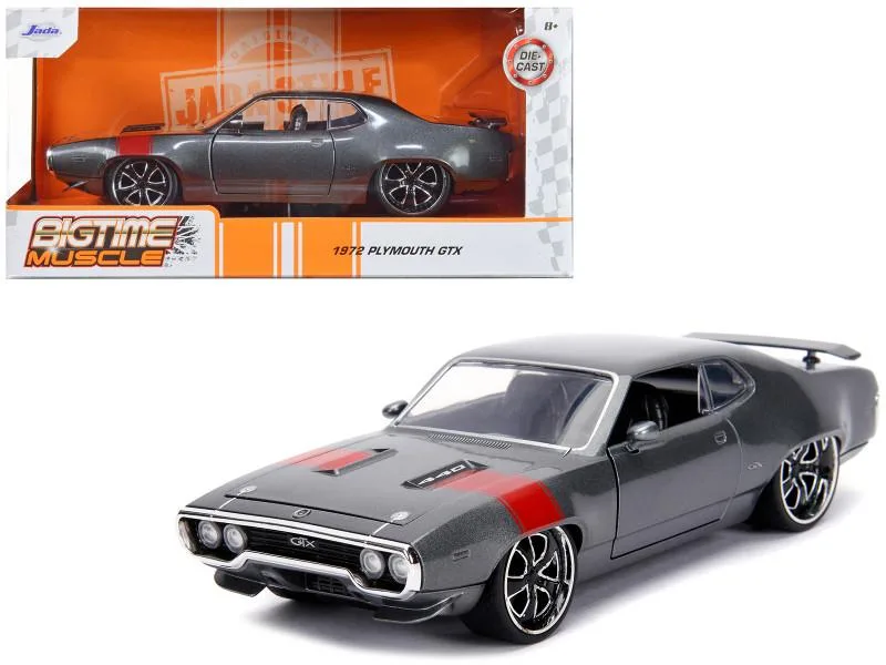 Jada Jada 1972 Plymouth GTX 440 Metallic Gray Red Stripe 1/24 Diecast — product photo