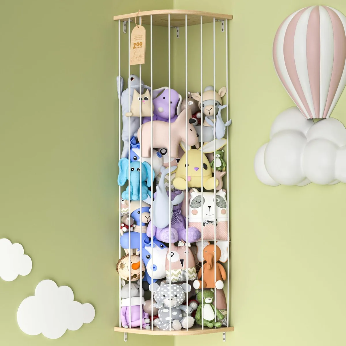 Eniffbaa Toy Storage Wood Corner Hanging Adjustable 42-72 Inch Sky Pattern — product photo