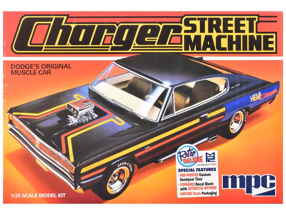 Mpc Mpc 1967 Dodge Charger Street Machine 1/25 Scale Model Kit 102 Parts — product photo