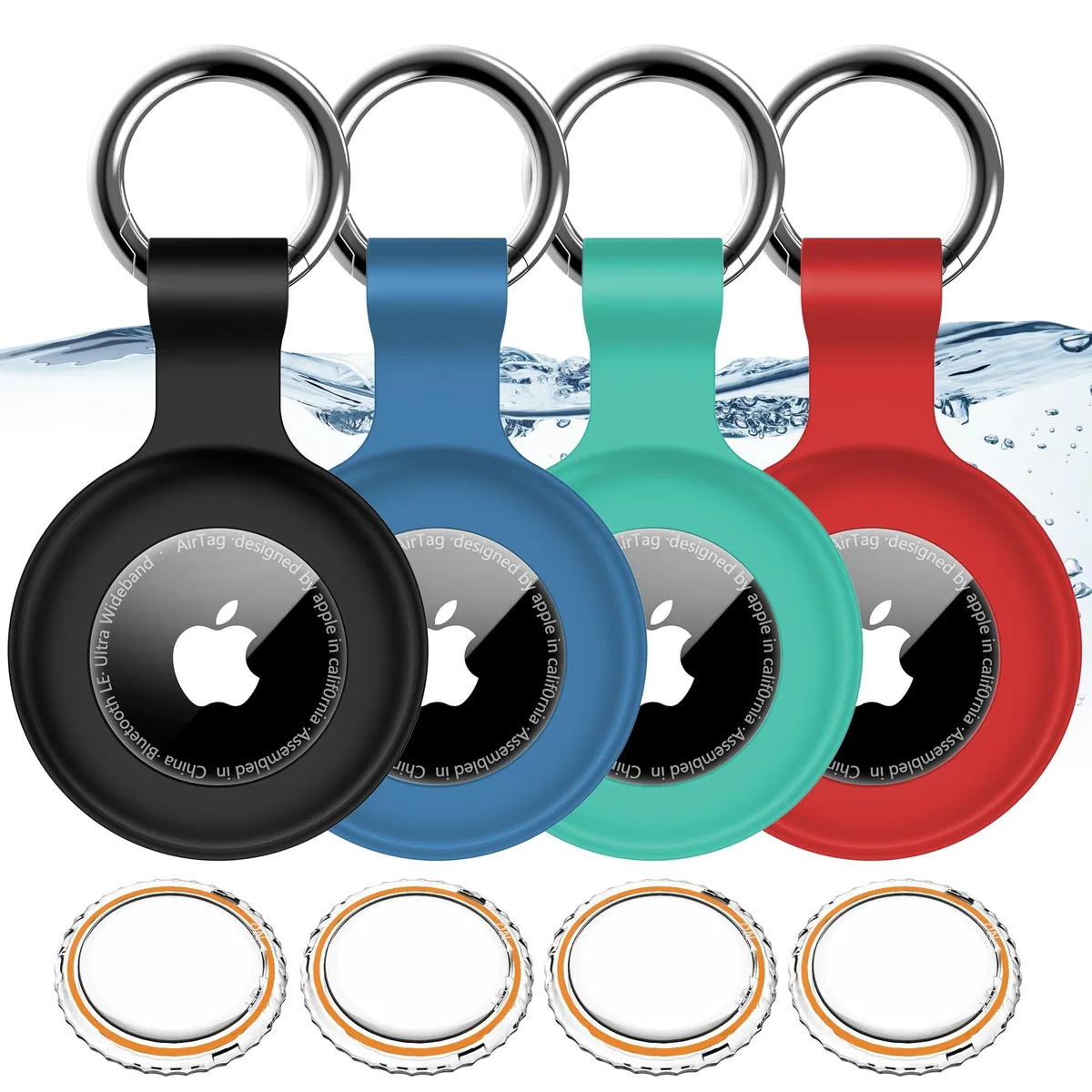  hitfine WP for Airtag Holder 4 Pack Black+Blue+Green+Red — product photo