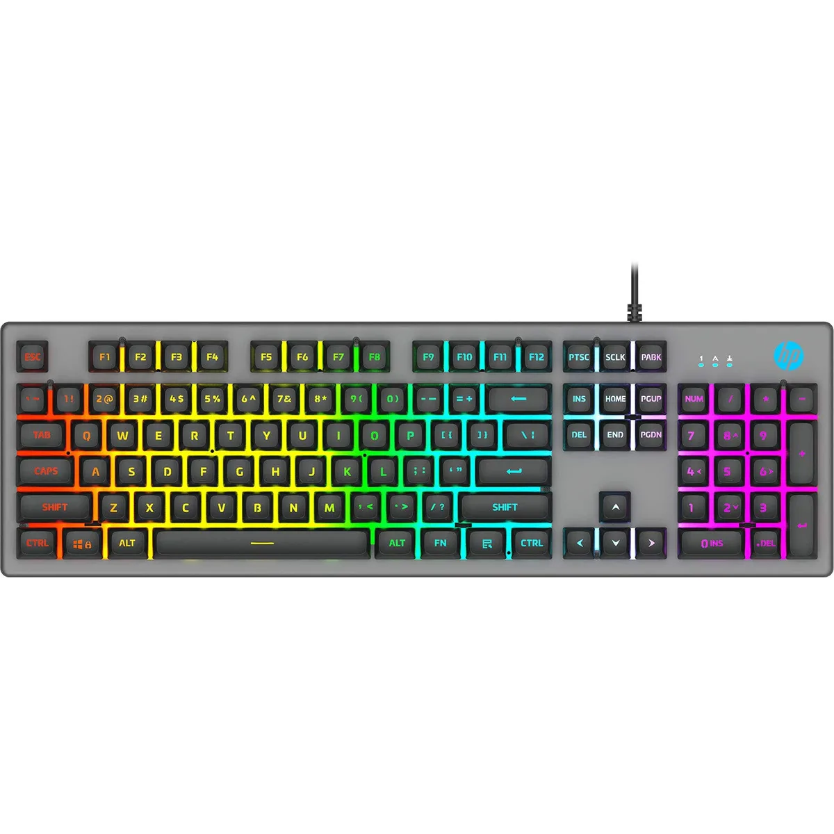 HP HP K500F Gaming Keyboard Membrane Wired Backlit 26 Anti-Ghosting Keys 2nd Gen Akko Blue Switch Black Silver — product photo