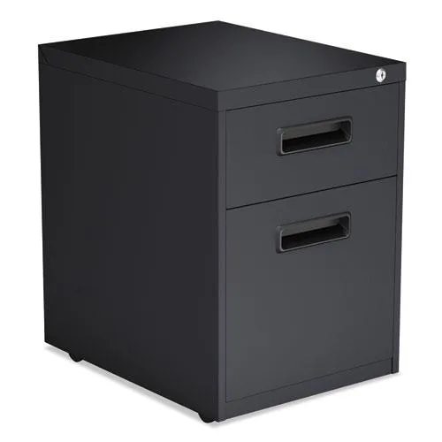 Charcoal metal two-drawer pedestal file on four casters