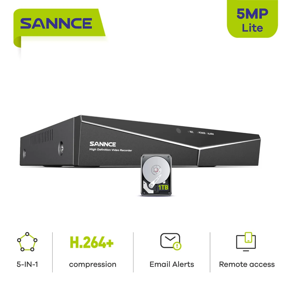 SANNCE SANNCE 5MP Lite 8 Channel Hybrid DVR 1TB — product photo