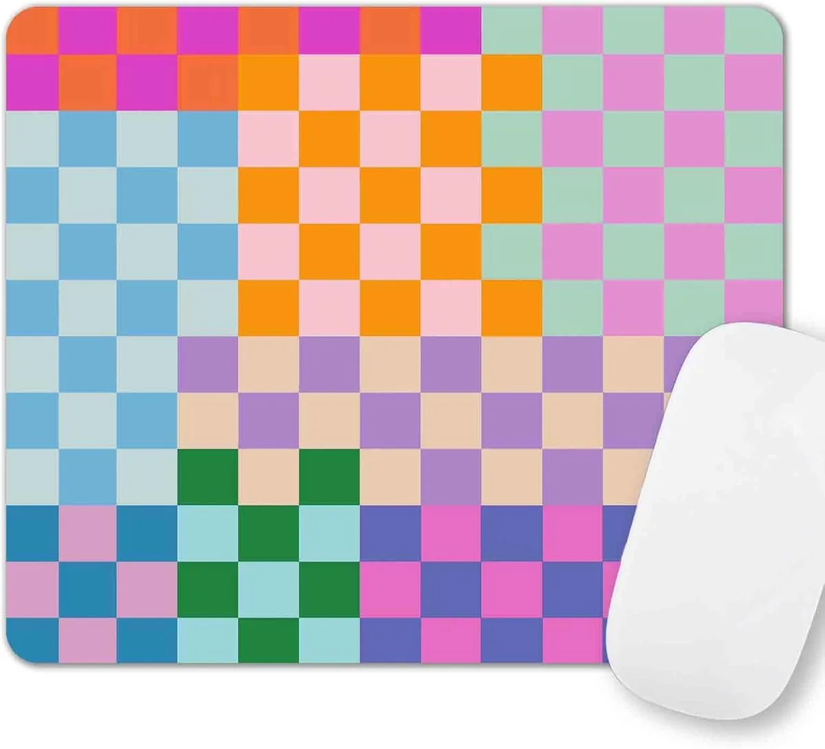 BAOFENG BAOFENG Checkered Mouse Pad Purple Pink Blue Green 9.5x7.9 inch — product photo