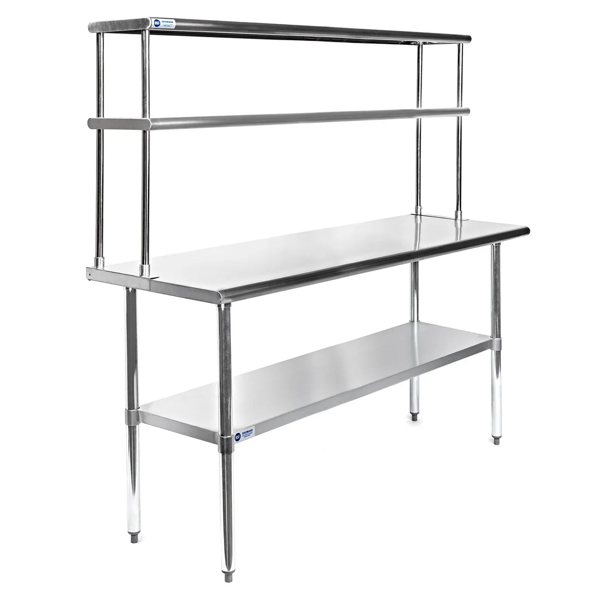 Gridmann Gridmann NSF Stainless Steel Prep Table with Double Overshelf 60 in x 30 in — product photo