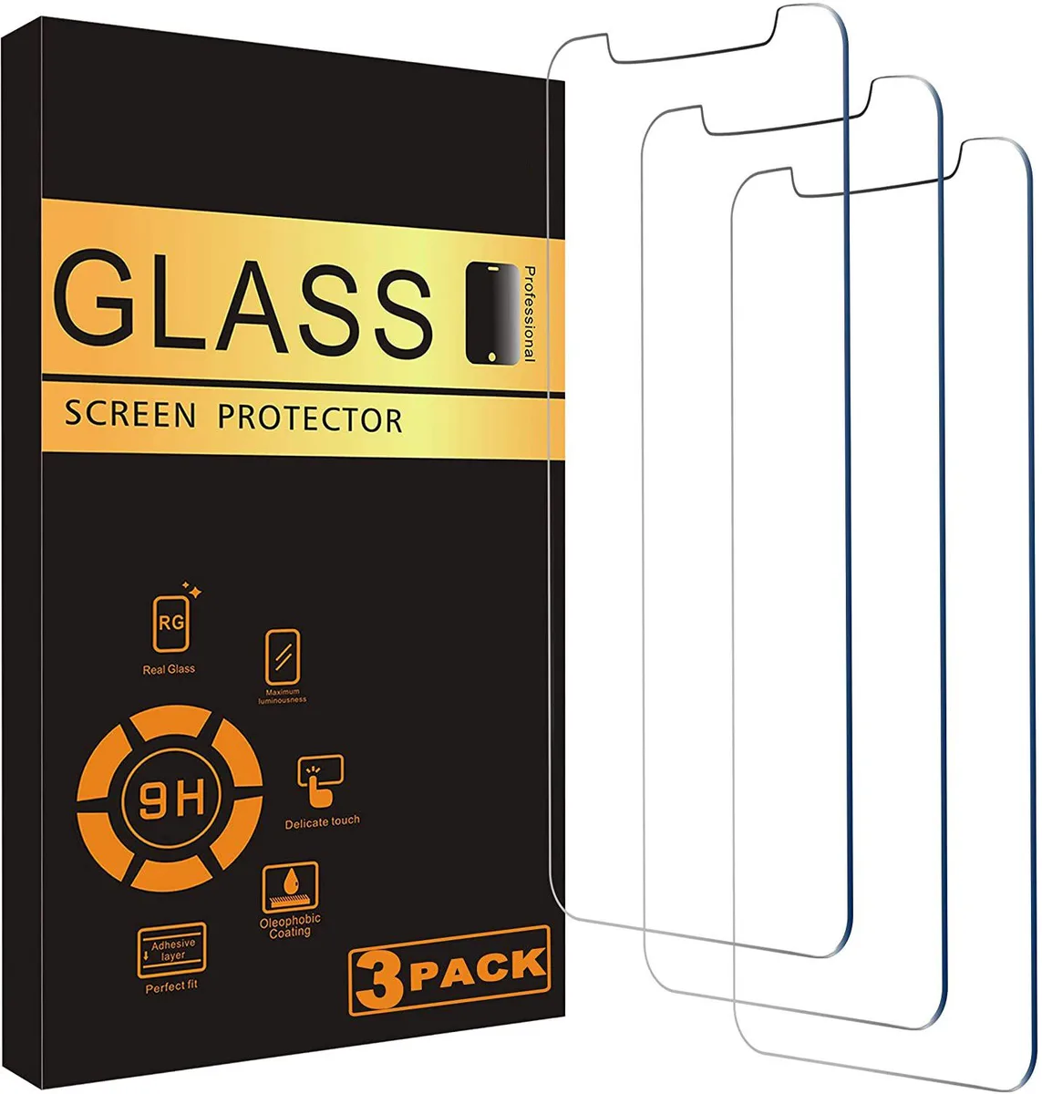 BONAEVER BONAEVER 3-Pack Tempered Glass Screen Protector for iPhone 11 Pro / XS / X 5.8 inch — product photo