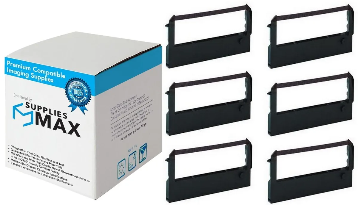 SuppliesMax SuppliesMax 10600015940 Black Printer Ribbon 6 Pack — product photo