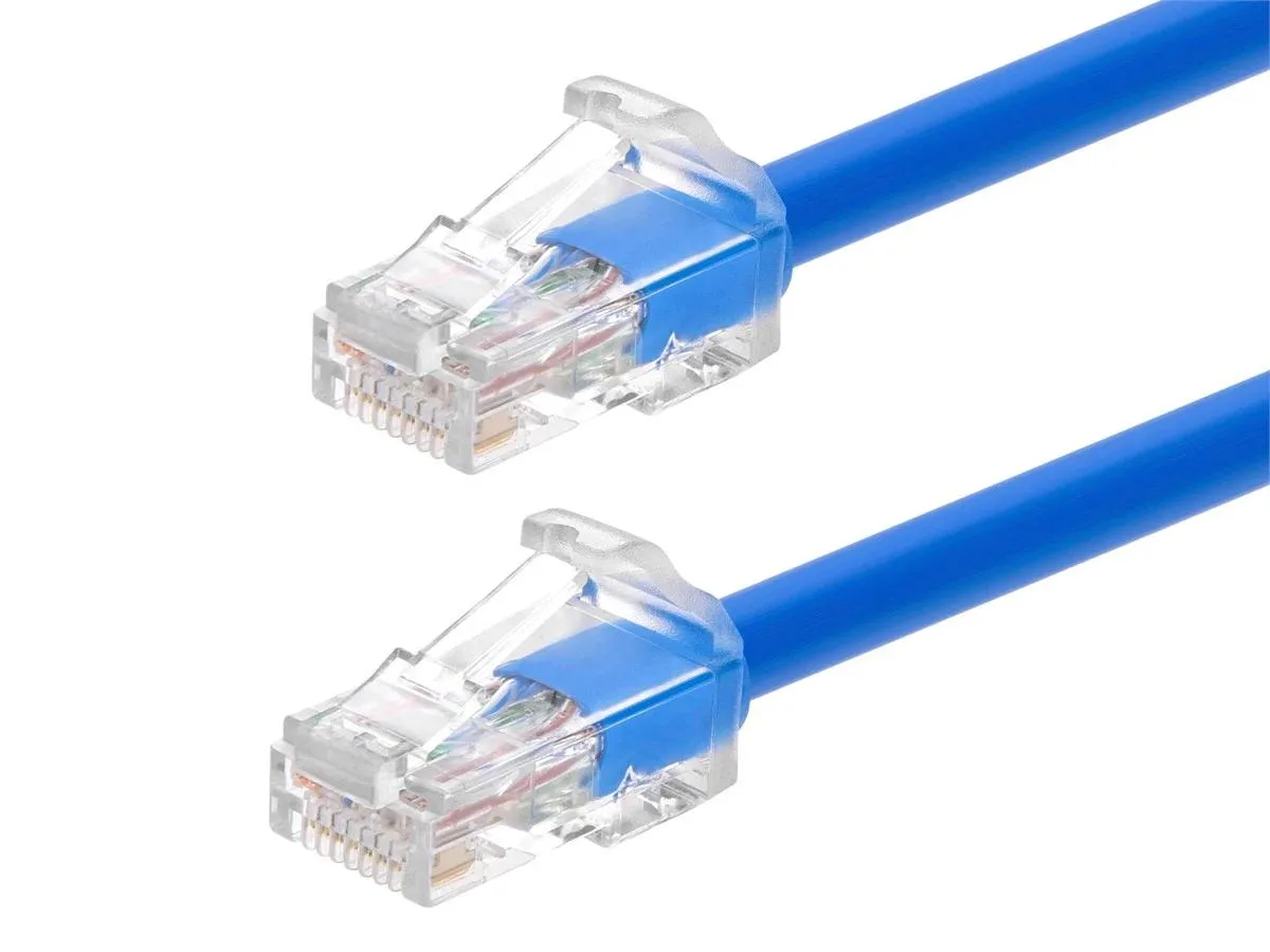 Monoprice Inc. Monoprice 144646 Cat6A network ethernet cable 3 ft blue 24AWG 500MHz 10Gbps CMR snagless SlimRun — product photo