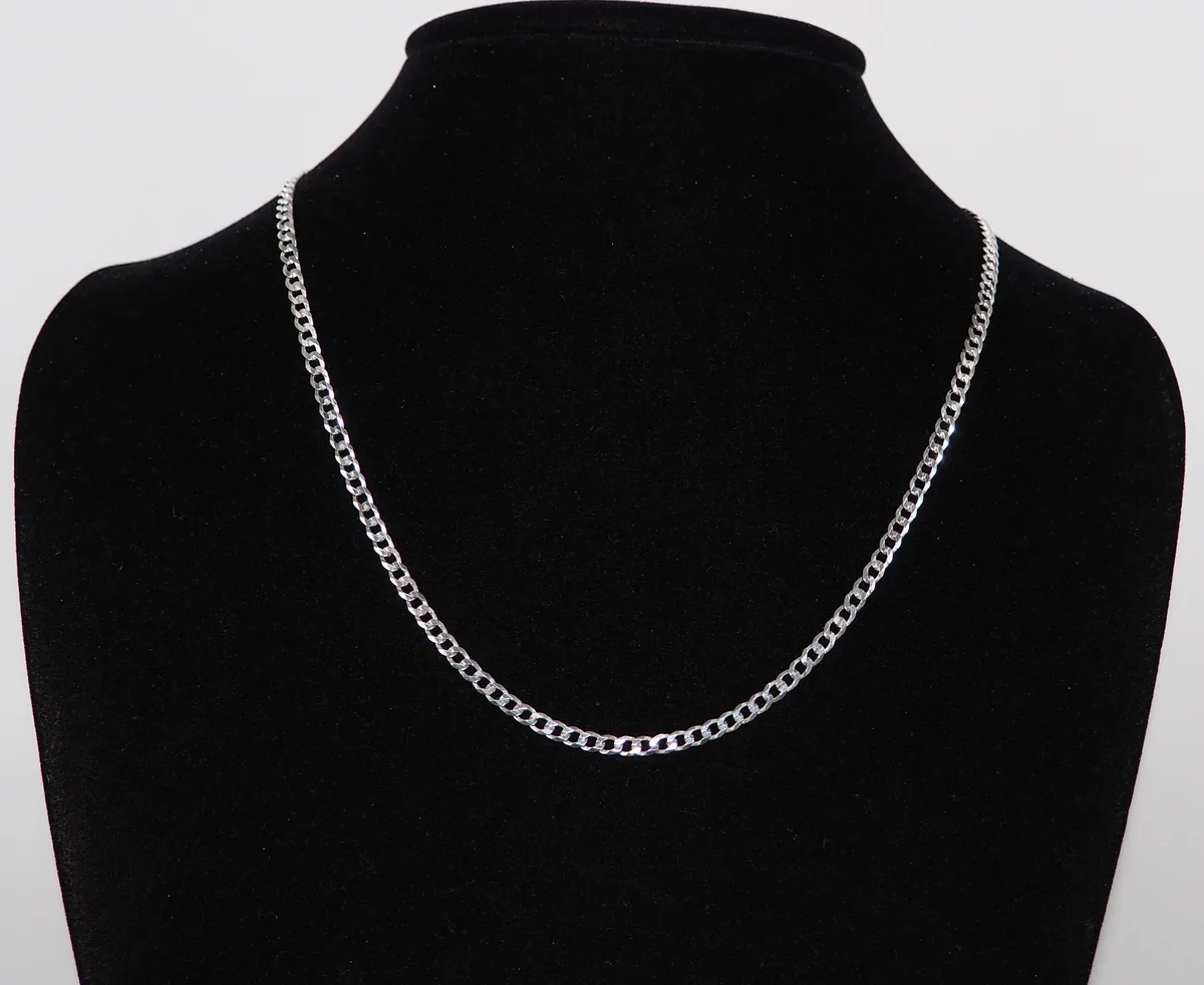 MST MST 925 Sterling Silver 3.7mm Flat Curb Chain Necklace 24 Inch CURB100-24 — product photo