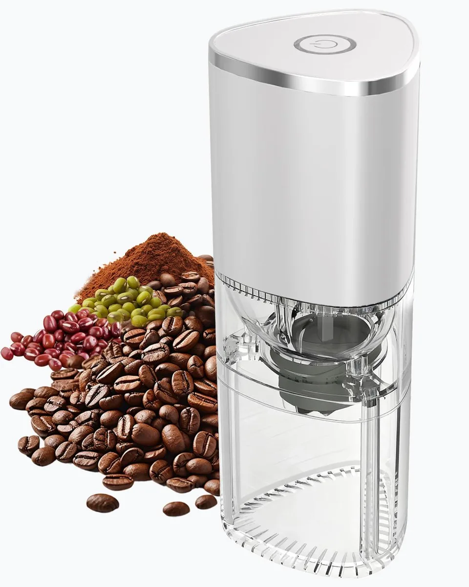 Portable Electric Coffee Grinder Blade Silver White — product photo