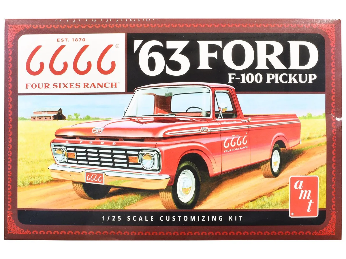 AMT AMT AMT1559 1/25 Scale 1963 Ford F-100 3-in-1 Model Kit 124 Parts — product photo