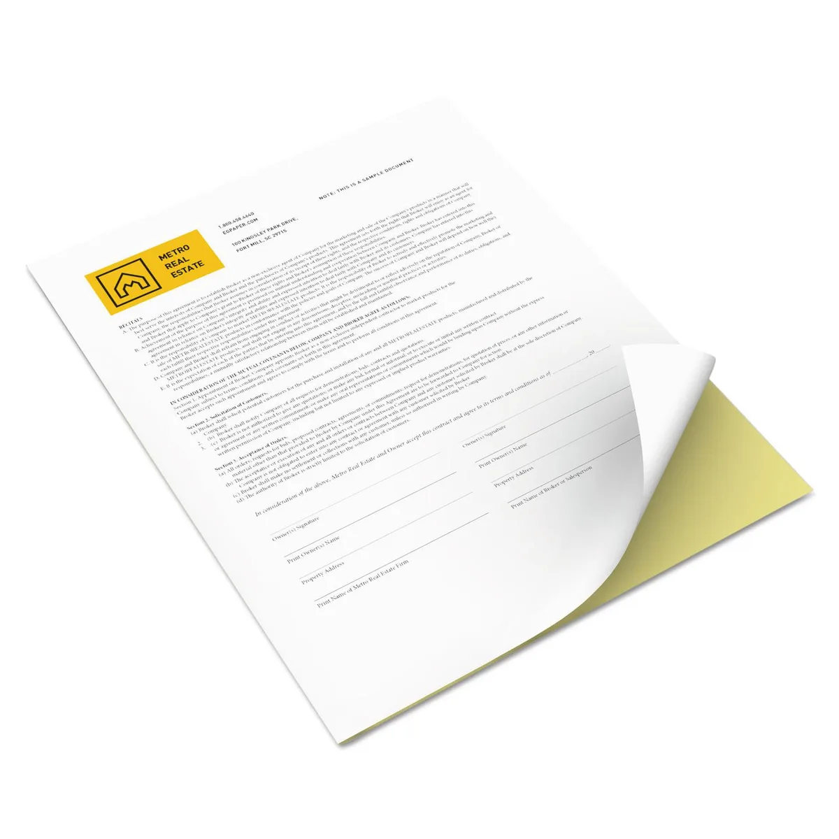 XEROX Xerox Vitality Carbonless Paper Two-Part 8 1/2 x 11 Canary/White 5000 Carton 3R12850 — product photo