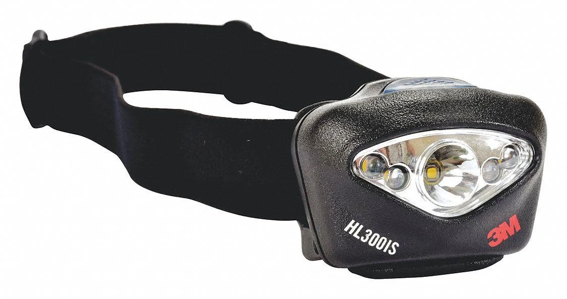Black plastic hard hat task light with adjustable flood and spot beam