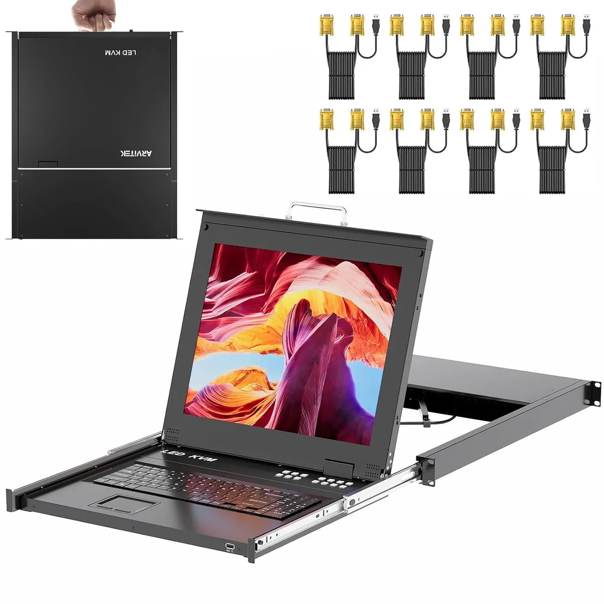 BFKK BFKK 17" LCD 8-Port VGA KVM Switch 1U Rack Mount — product photo
