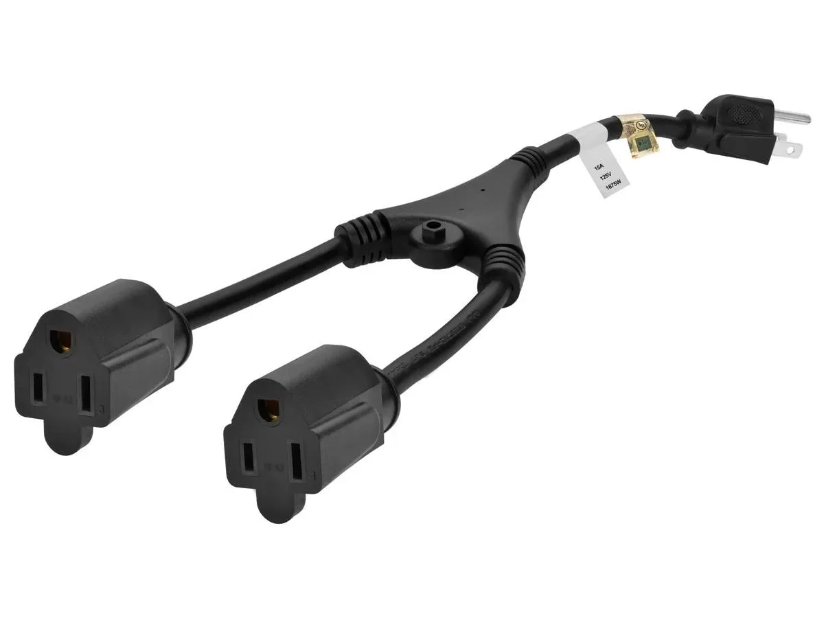 Monoprice Inc. Monoprice Inc. 5309 14 ft 14AWG power splitter cord 15A 125V NEMA 5-15P to 2x NEMA 5-15R — product photo