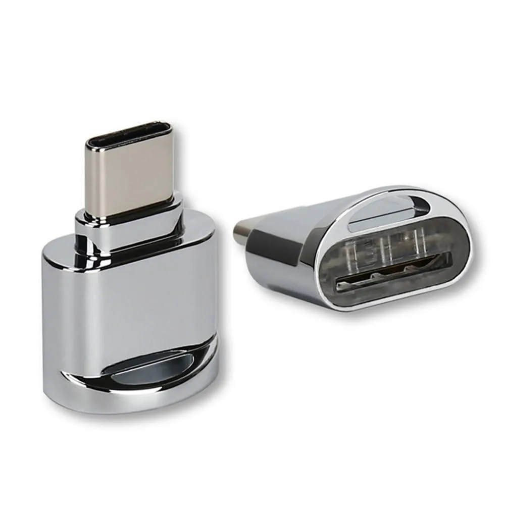 Two small USB-C micro SD card readers in black plastic