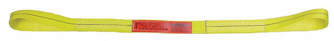 Yellow nylon web sling type 3 four feet long two inches wide flat eye ends