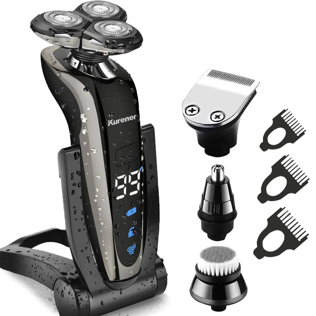 TAURKENAM TAURKENAM 4-in-1 Rotary Shaver Wet Dry Waterproof 100% with Stand — product photo
