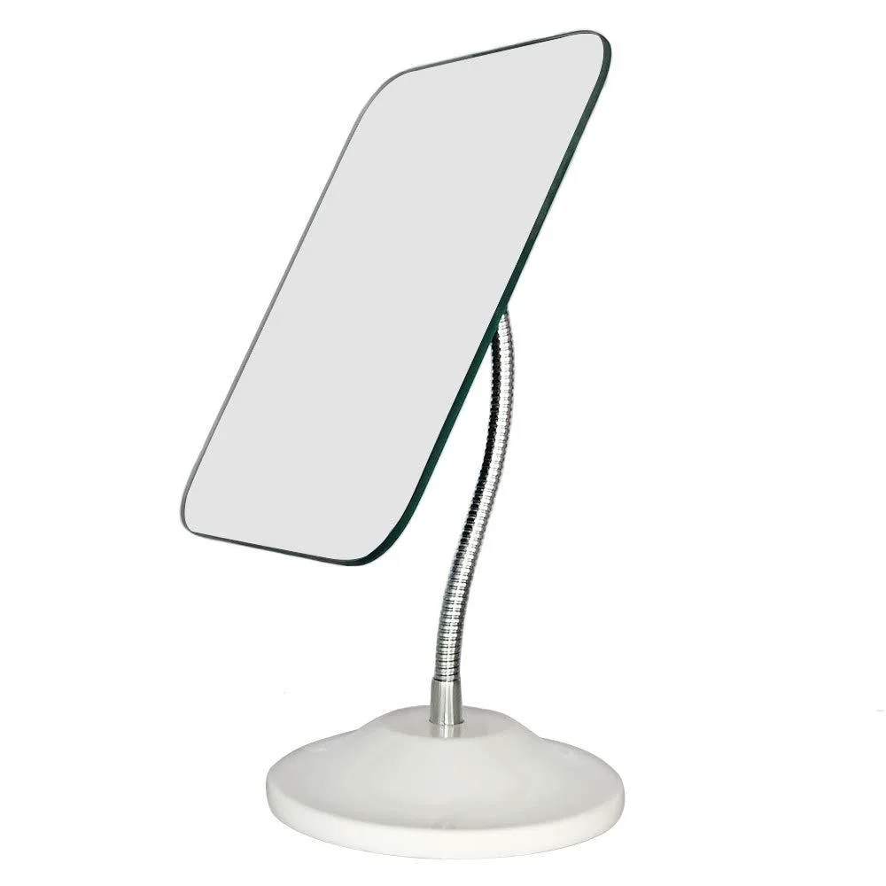 YEAKE QS-6C Adjustable Gooseneck Bath Mirror White 5.3 in x 4.4 in x 8.6 in — product photo