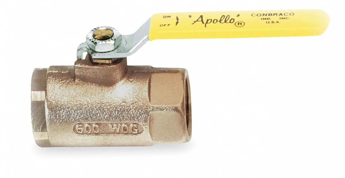 Bronze inline ball valve with stainless lever handle