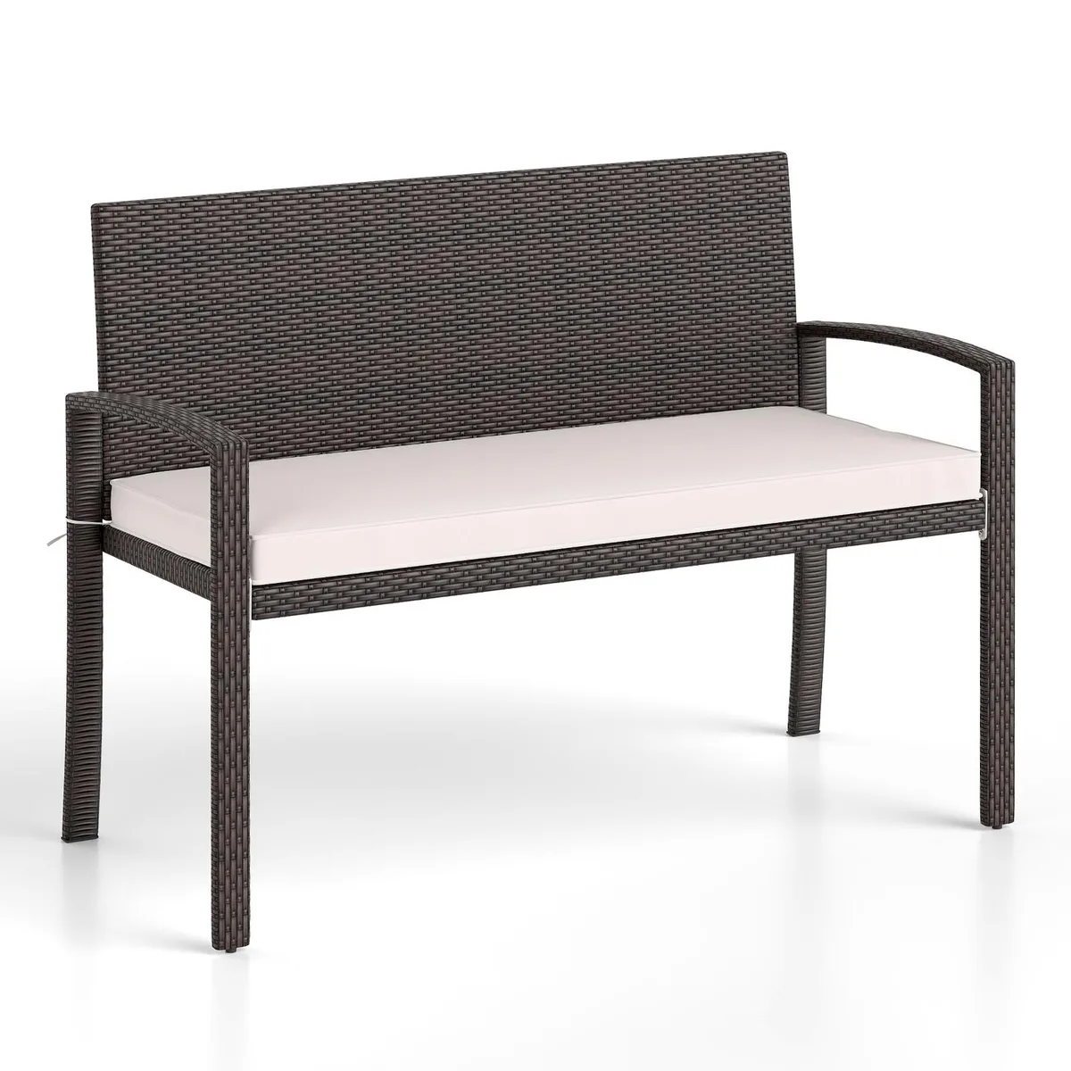 SlickBlue SlickBlue Wicker 2-Seat Bench with Cushion White 56x110x84 cm — product photo