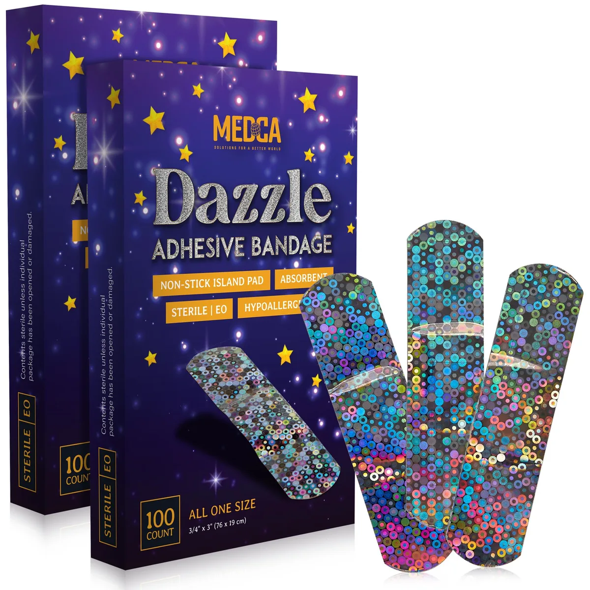 MEDca MEDca Glitter Adhesive Bandages 200 Count First Aid — product photo
