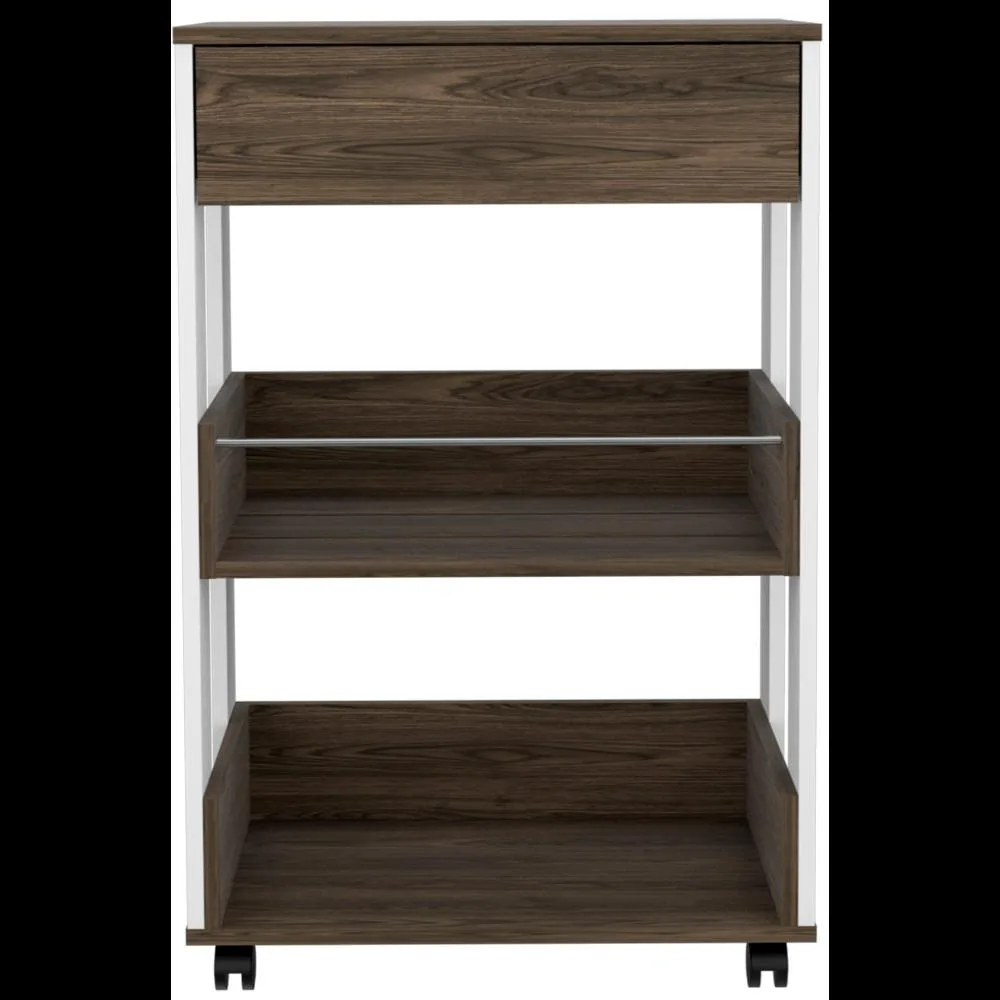FM FURNITURE FM FURNITURE Dundee Kitchen Cart One Drawer Two Open Shelves Multi-Color 34.8" W x 15.16" D x 34.8" H — product photo