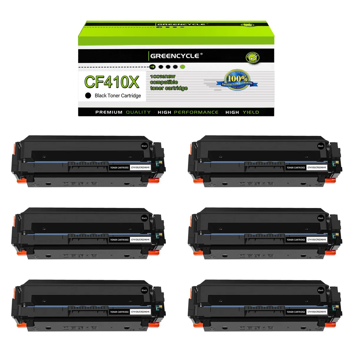 GREENCYCLE GREENCYCLE 6 Pack 410X CF410X Black Toner Cartridge — product photo