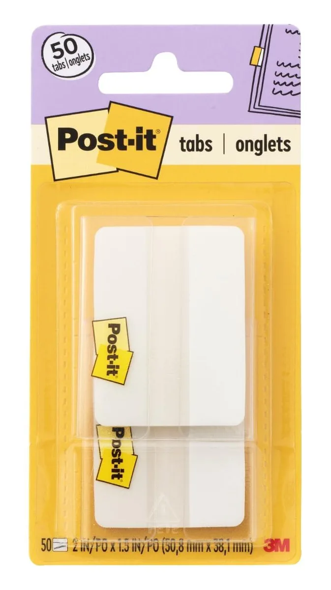 Two white tab dispensers, fifty flags total, each flag point four by two point eight inches
