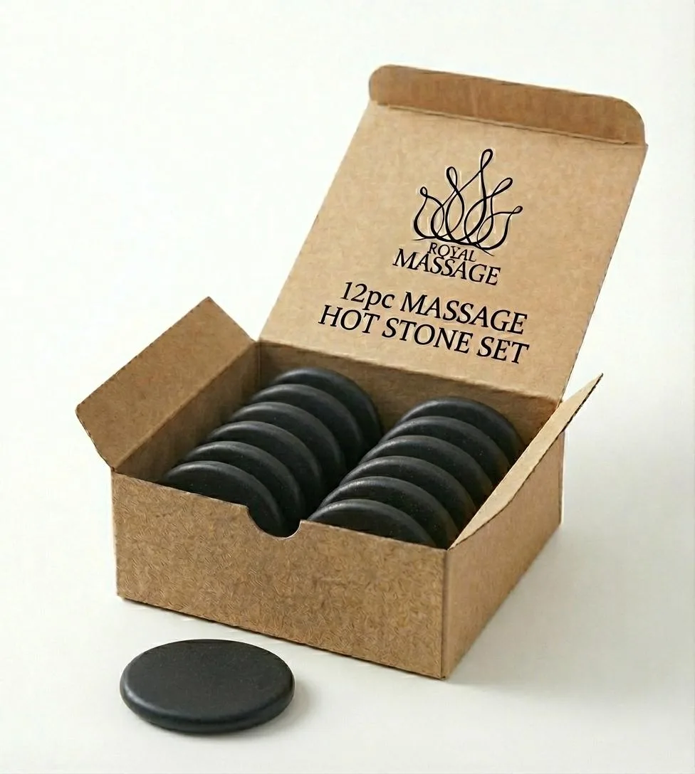 Vandue Corporation Vandue Corporation Royal Massage 12pc Basalt Hot Stone Set 3.5" Flat Medium — product photo