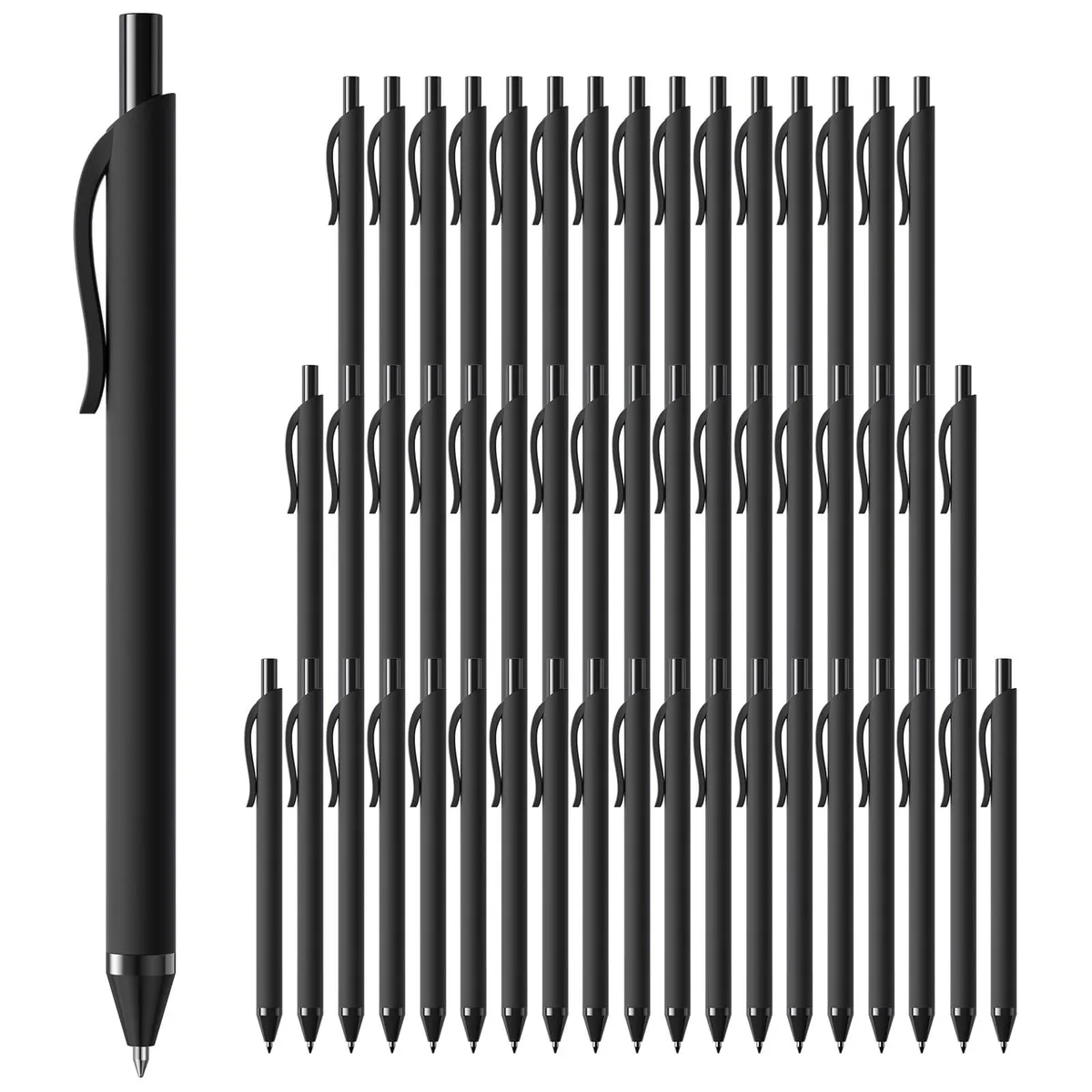 Box of 50 blue retractable ballpoint pens with leather finish