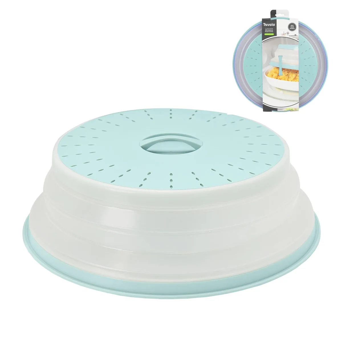 Blue Haze collapsible silicone microwave splatter cover 13 inch diameter 4 inch height