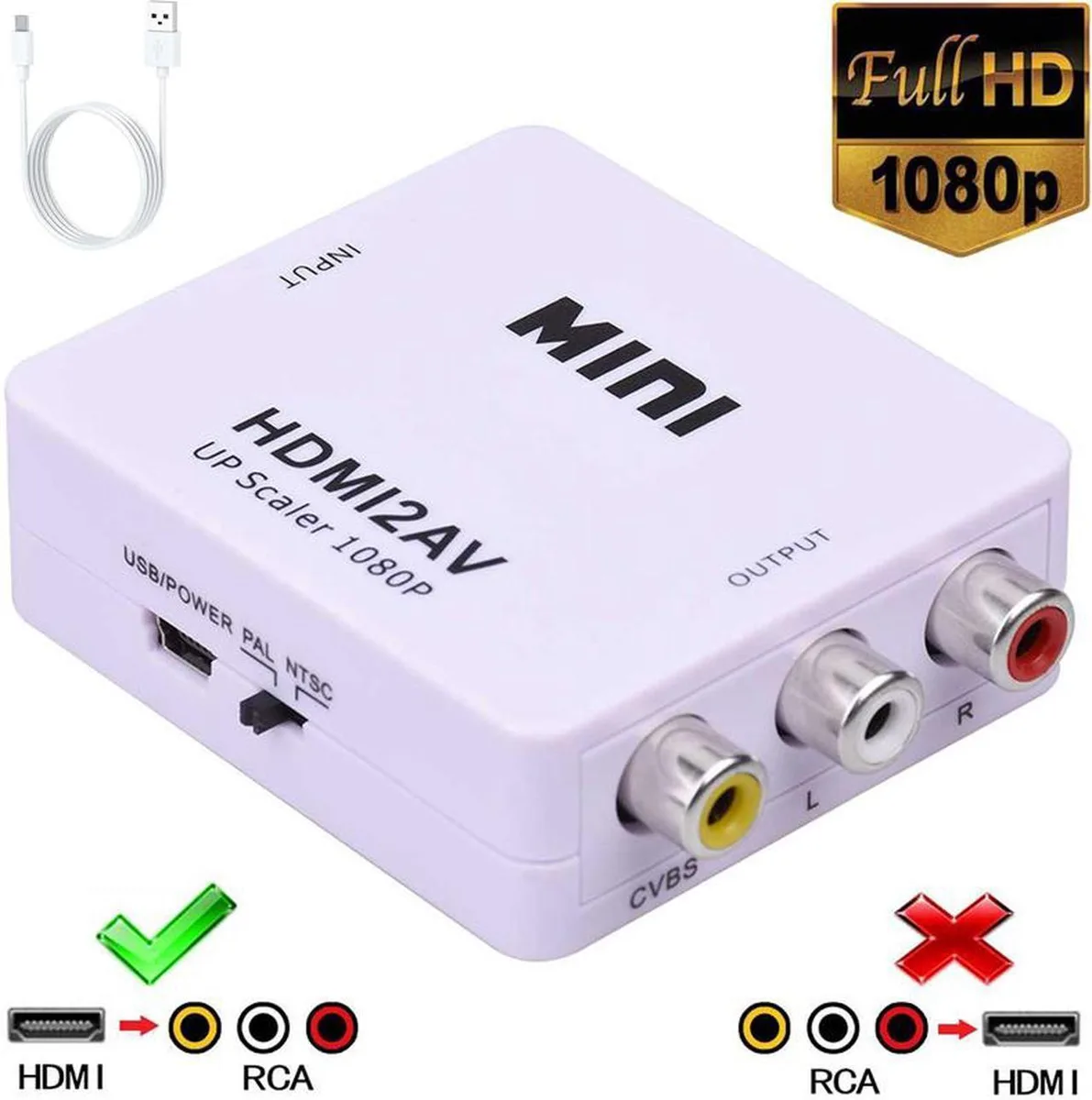 Vszerda Vszerda HDMI to 3RCA Audio Video Converter White — product photo