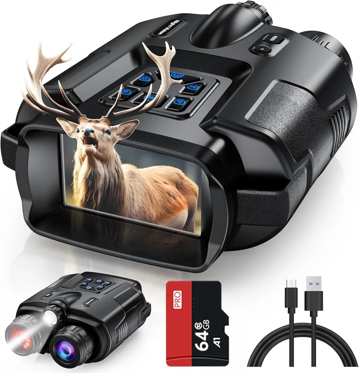 BFKK BFKK 4K Night Vision Binoculars 8x Zoom 2000ft IR 5000mAh 3in Screen 64GB IP65 — product photo