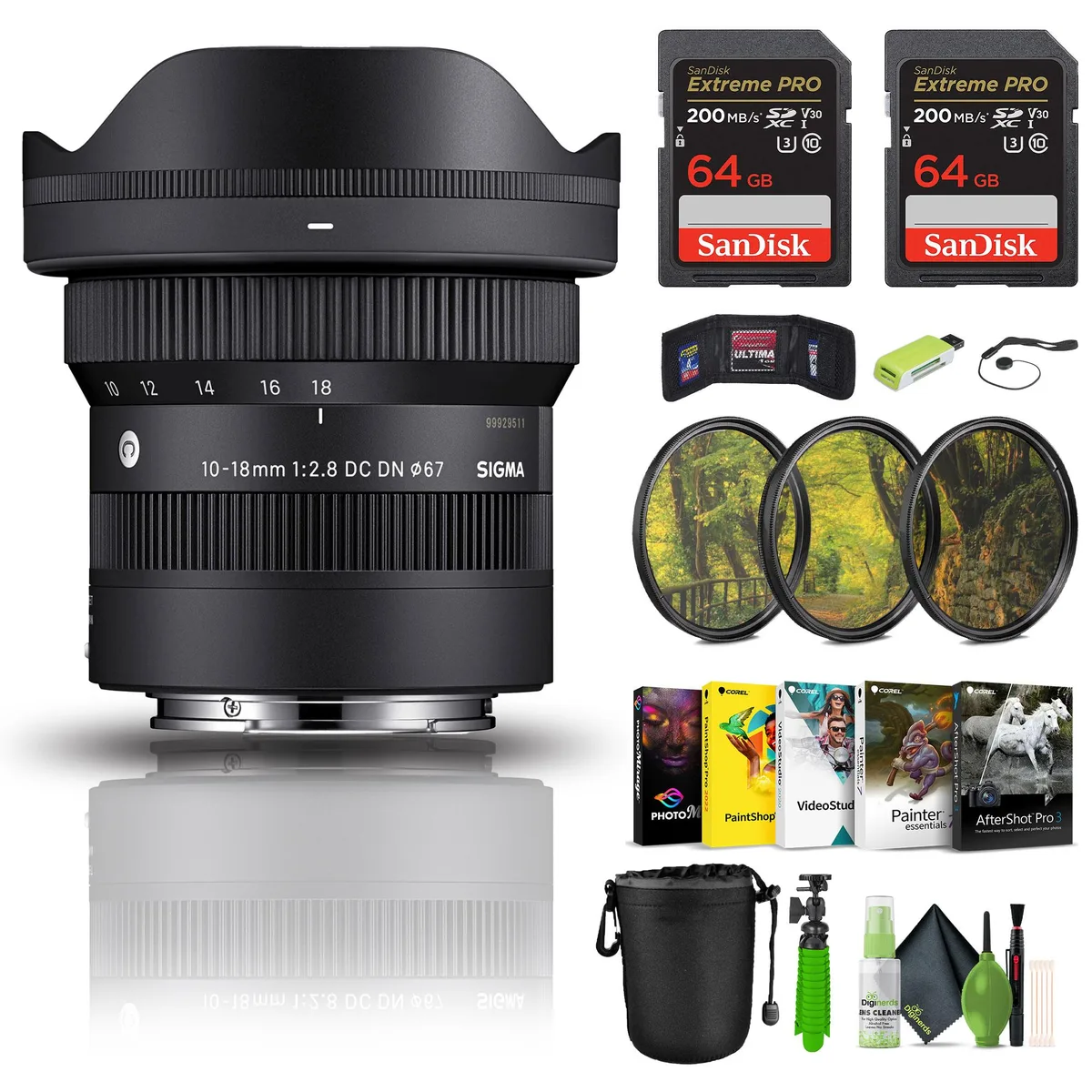 Panasonic Panasonic Lumix S 14-28mm f/4-5.6 Macro Lens Bundle with 2x 64GB Cards &amp; Accessories — product photo