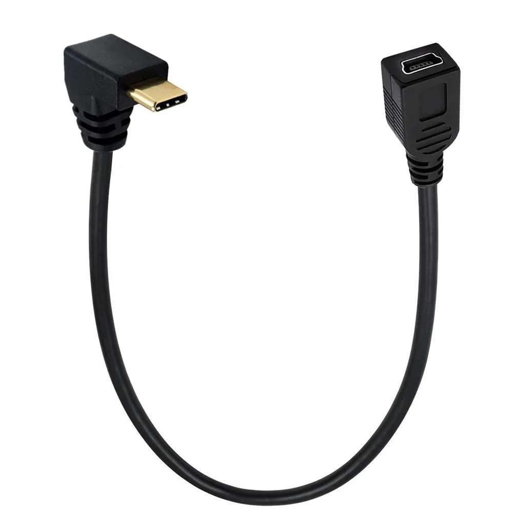 TeKit TeKit USB 3.1 Type-C Male to Mini USB Female 90° Cable 10in — product photo