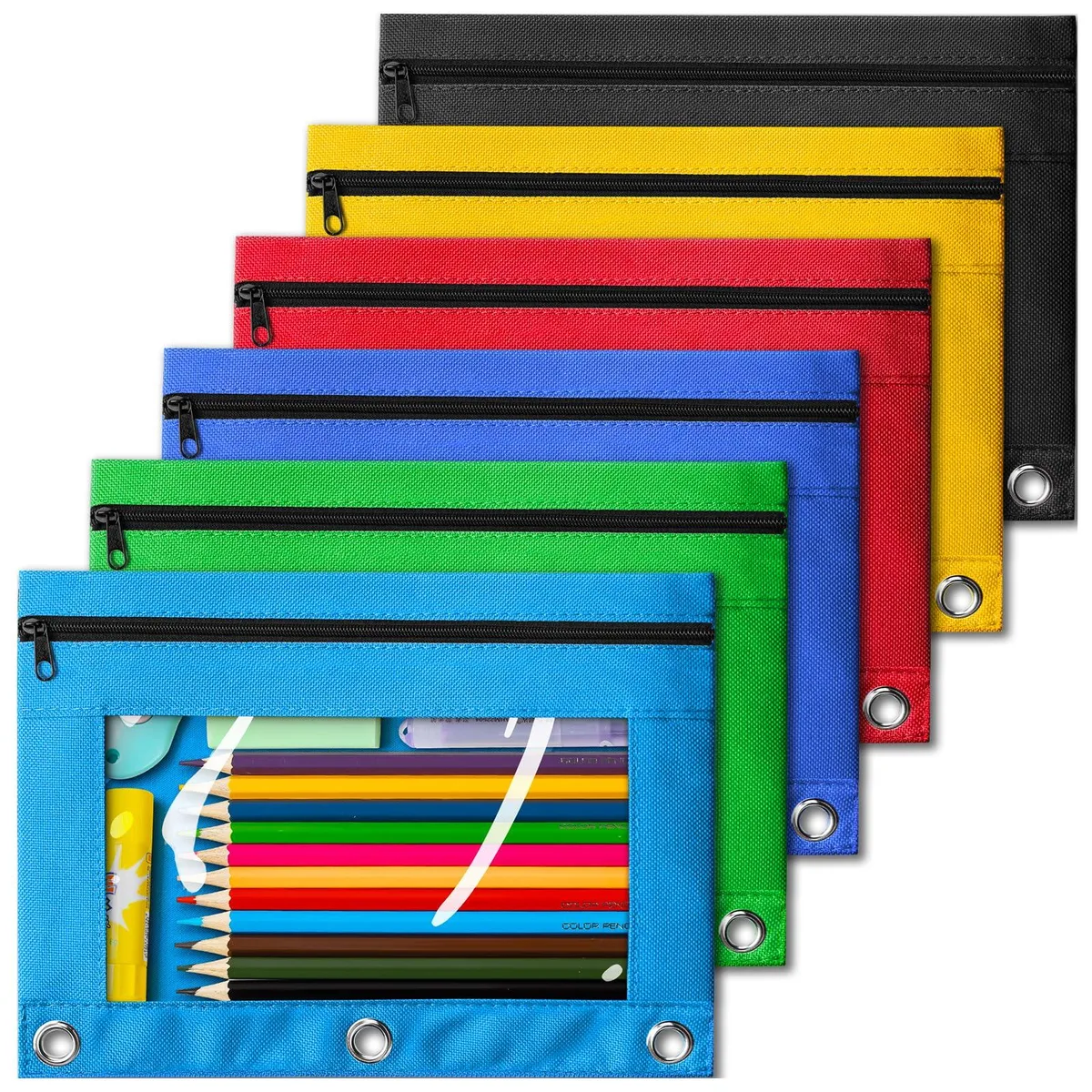  V-Opitos Pencil Pouch 6 Pack 25 cm 600D Oxford Assorted Colors — product photo