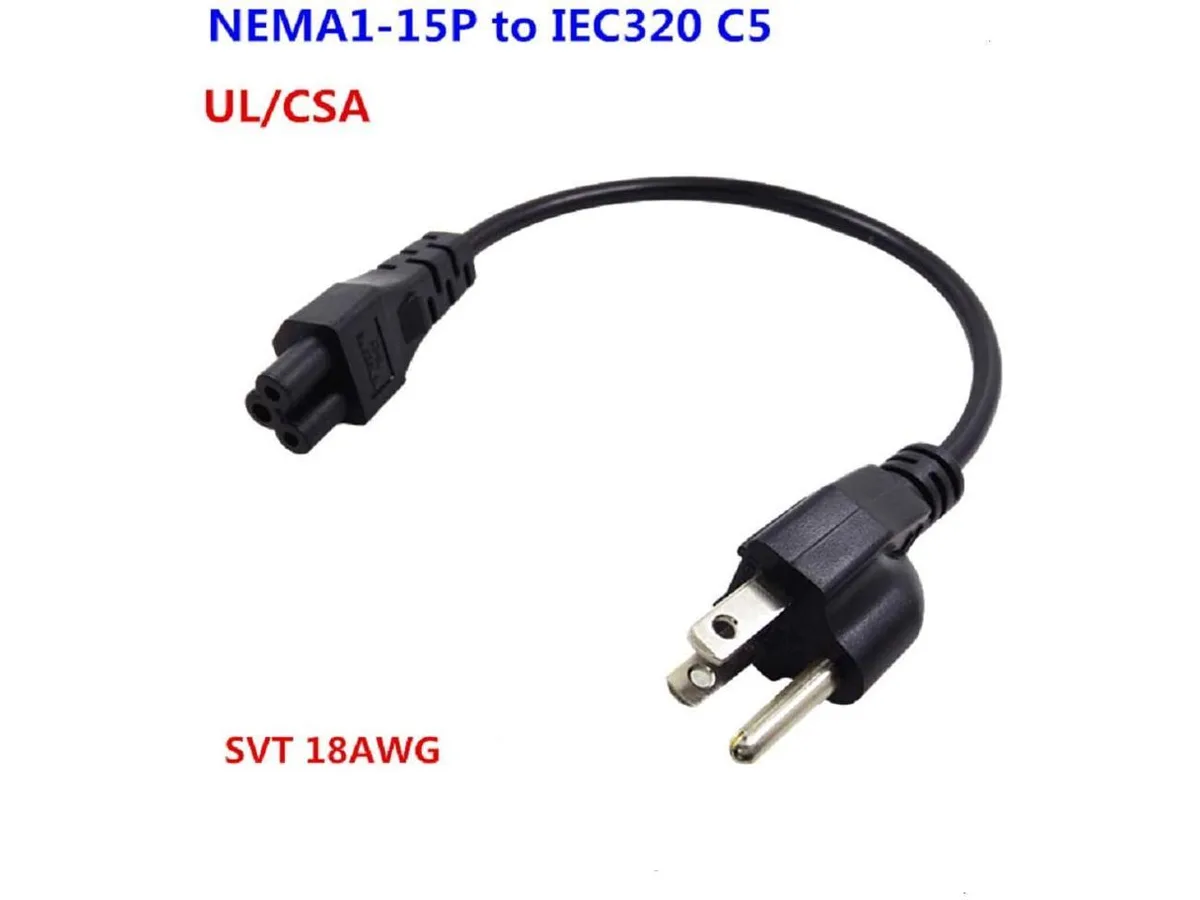 Aa Pub Aa Pub AC Power Cord for Laptop 1ft NEMA 5-15P to IEC320 C5 — product photo