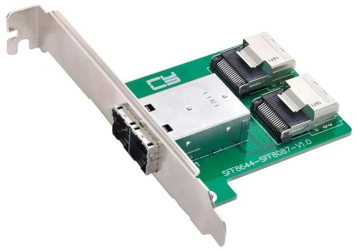 Vszerda Vszerda Mini SAS SFF-8644 to 2×SFF-8087 Adapter with Bracket — product photo