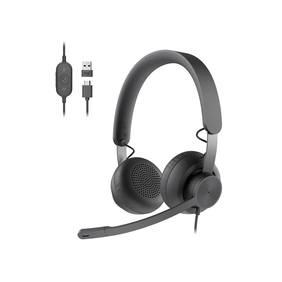 Logitech Zone 750 Wired On-Ear Headset Graphite 40mm 6.53oz — product photo