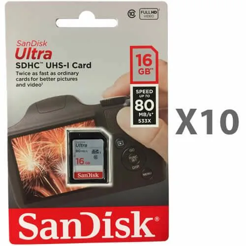 SanDisk SanDisk Ultra SDHC 16GB Class 10 UHS-I 80MB/s 10 Pack — product photo
