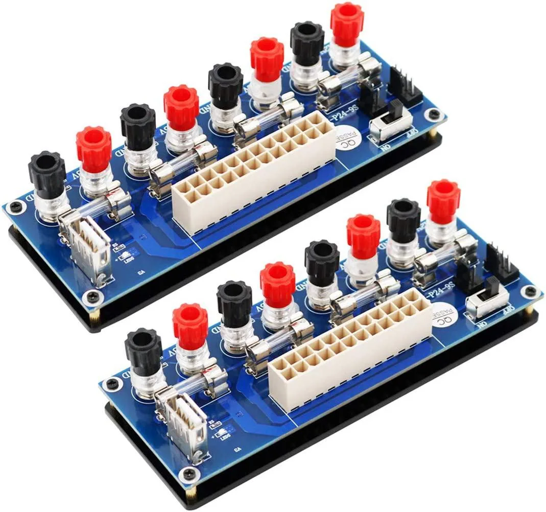 JMT JMT 2pcs ATX 20/24Pin Benchtop Power Adapter Board with USB 5V Port Blue — product photo