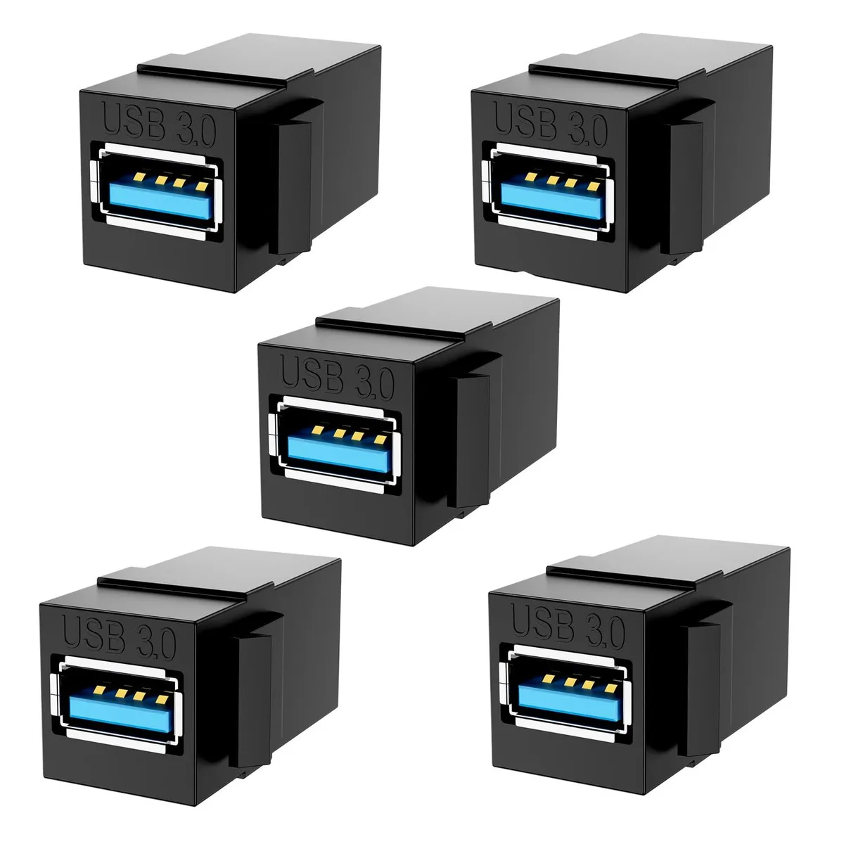 BUCIER BUCIER USB 3.0 Keystone Jack Inserts Female to Female Black 5pcs — product photo