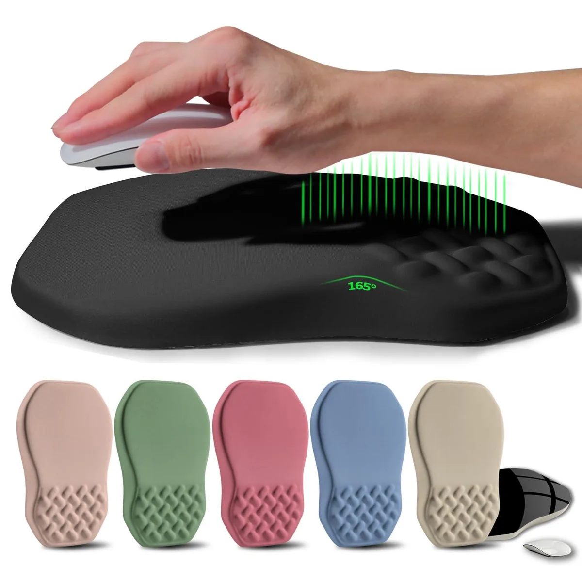  Gleamtide Ergonomic Raised Mouse Pad 11.8x7.9 Black — product photo