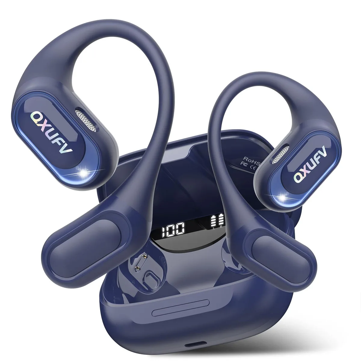  QXUFV QX68-b Open Ear Headphones Blue 14.2mm 50h Bluetooth 5.4 — product photo
