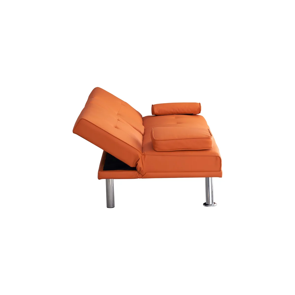 tuphen tuphen 67" Orange PVC Sofa Bed, Double Fold, Coffee Table — product photo