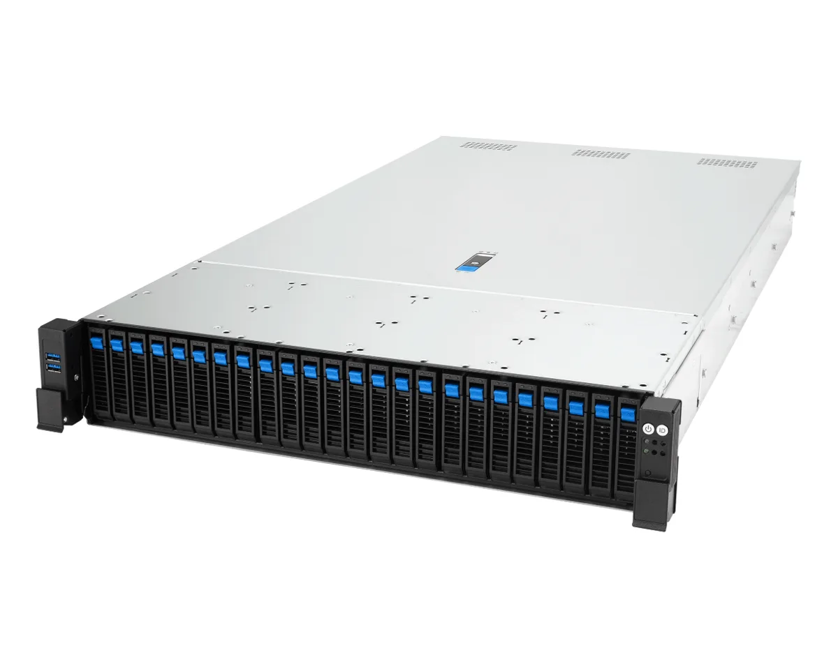 ASUS ASUS RS720-E12-RS24U-27W10G barebone server, 2U, dual Xeon 6, 32 DDR5, 24 NVMe, 10 PCIe 5.0, 2700W — product photo