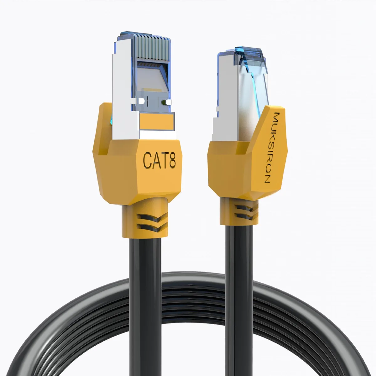  MUKSIRON Cat 8 Ethernet Cable 25 ft Black 26AWG 40Gbps 2000MHz — product photo