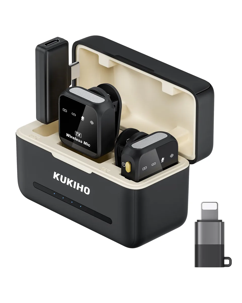  KUKIHO DX12 Mic Wireless Lavalier Microphone Satin Black 80h 164ft USB-C 60dB — product photo