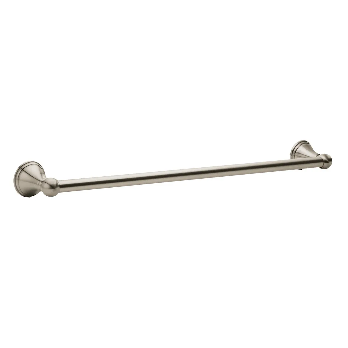 Brushed nickel 24-inch wall-mounted towel bar with open arm design